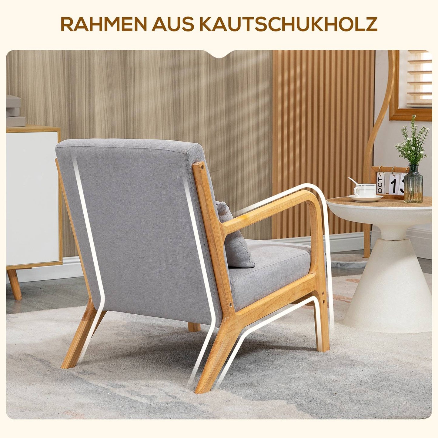 Armchair Lounge chair with armrests & lumbar cushion, grey