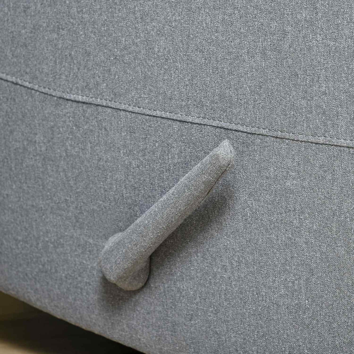Lounge chair with side pocket, gray linen-polyester