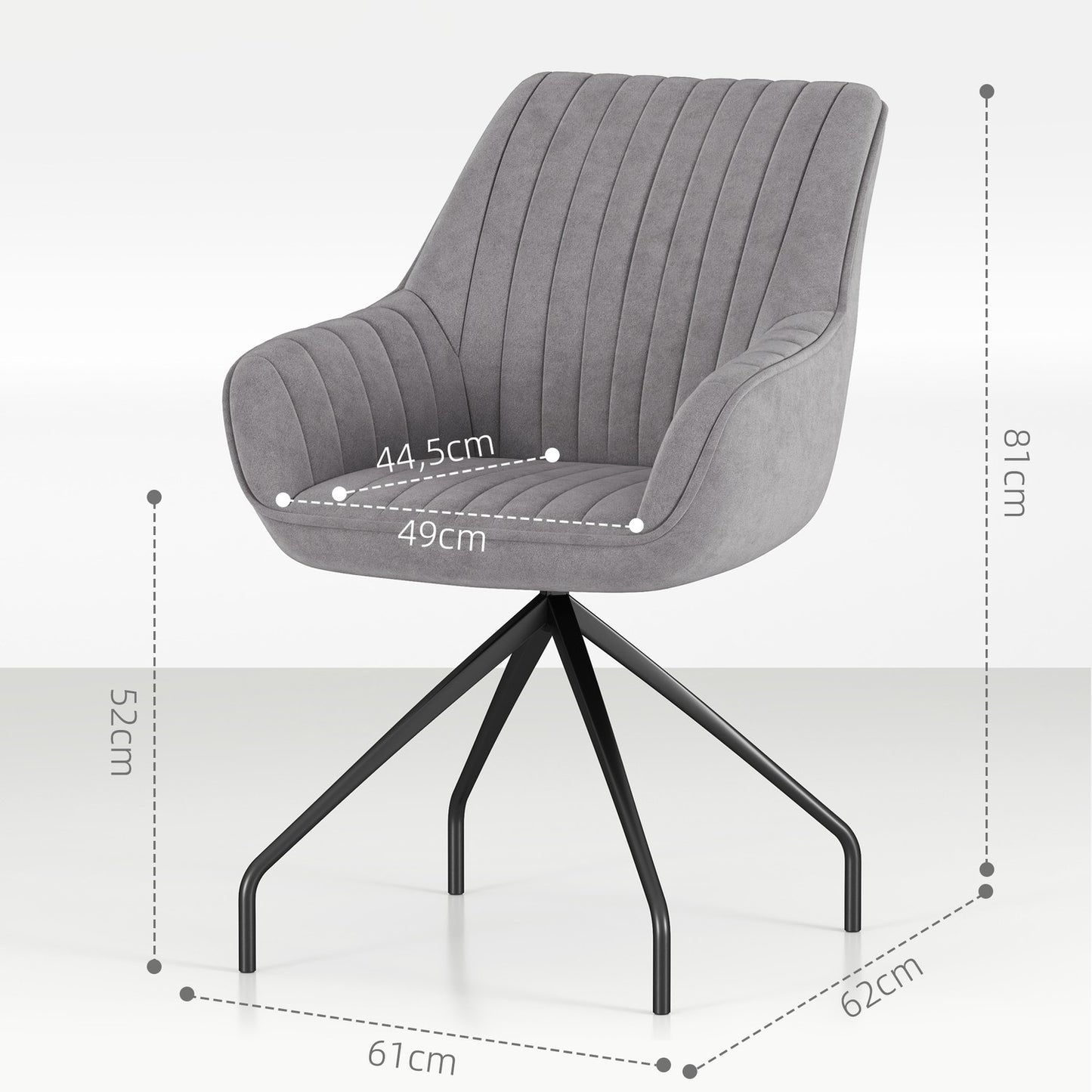 Swivel Velvet Armchair with metal legs, dark grey