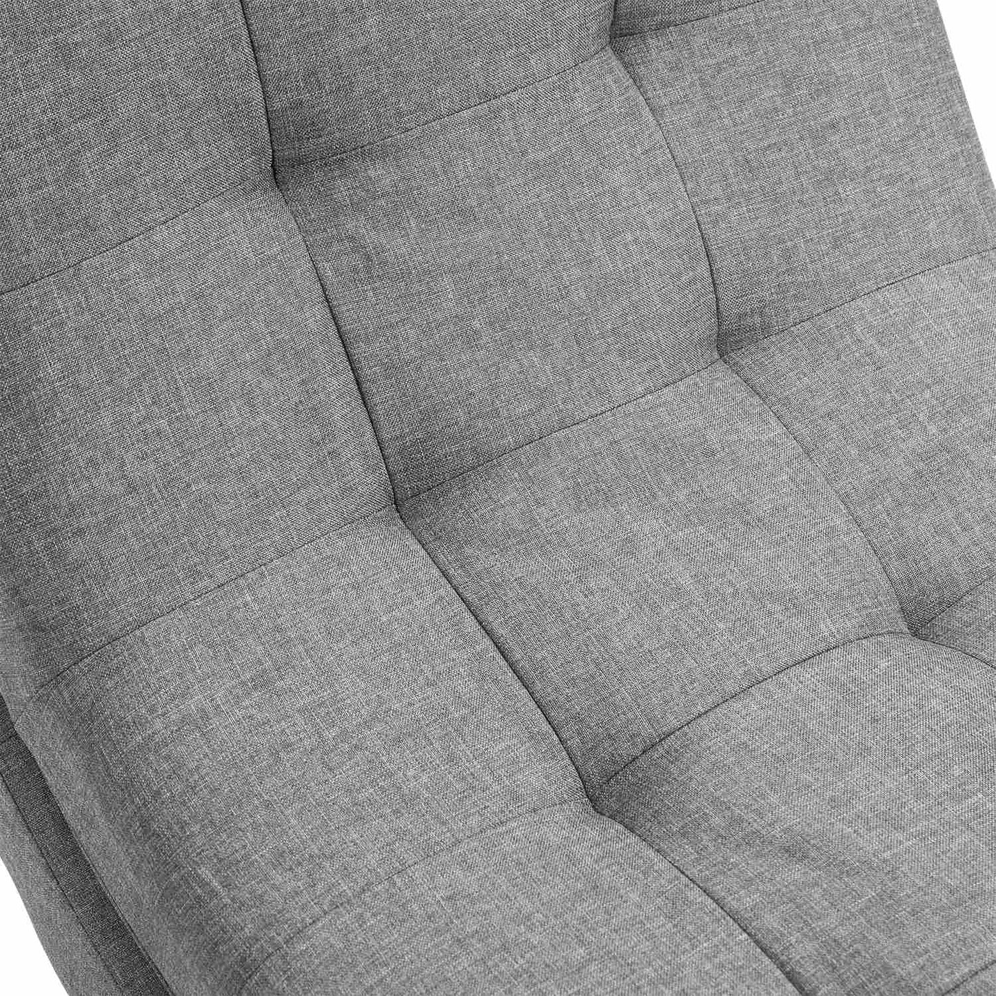Gray chaise longue in linen with footstool - rubberwood legs