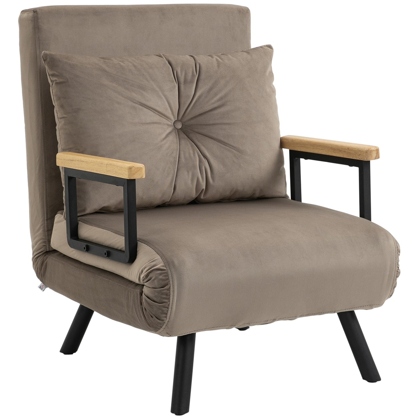 Convertible armchair bed, velvet look, adjustable backrest