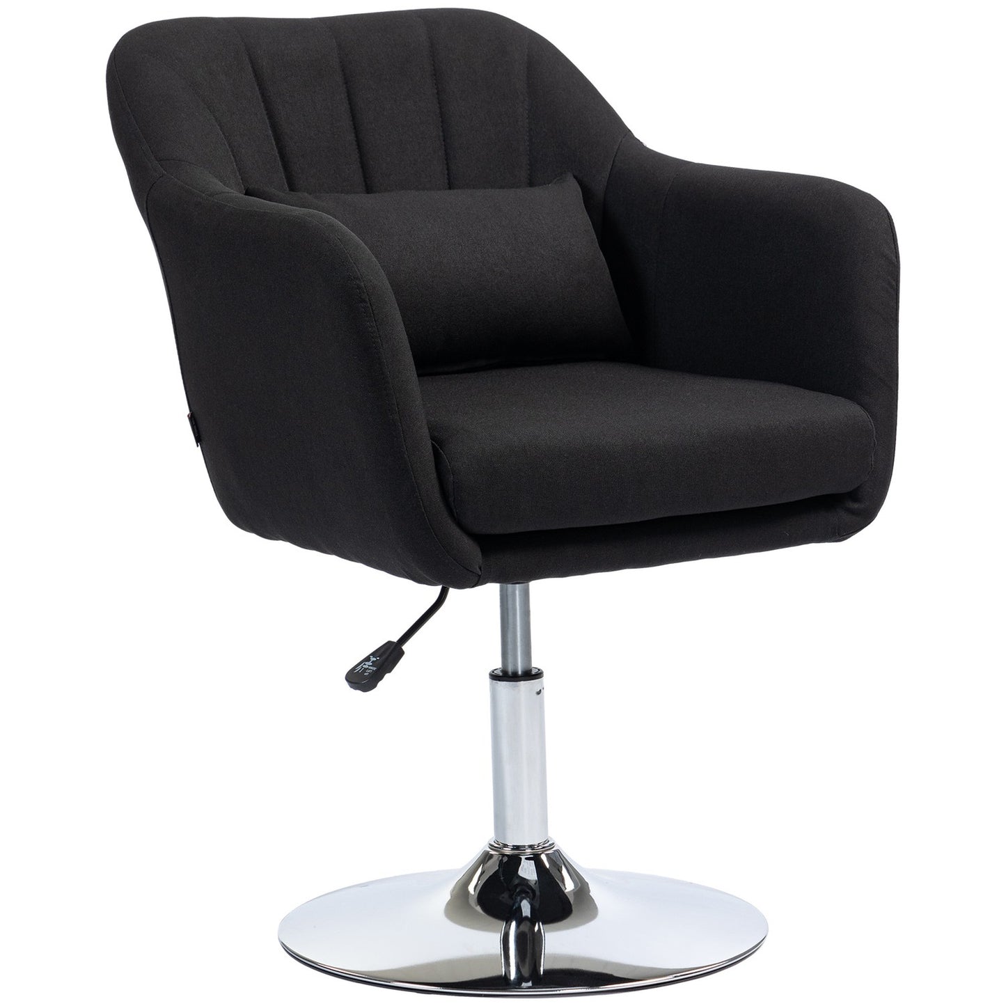 Adjustable black lounge chair - metal frame, armrests, cushion
