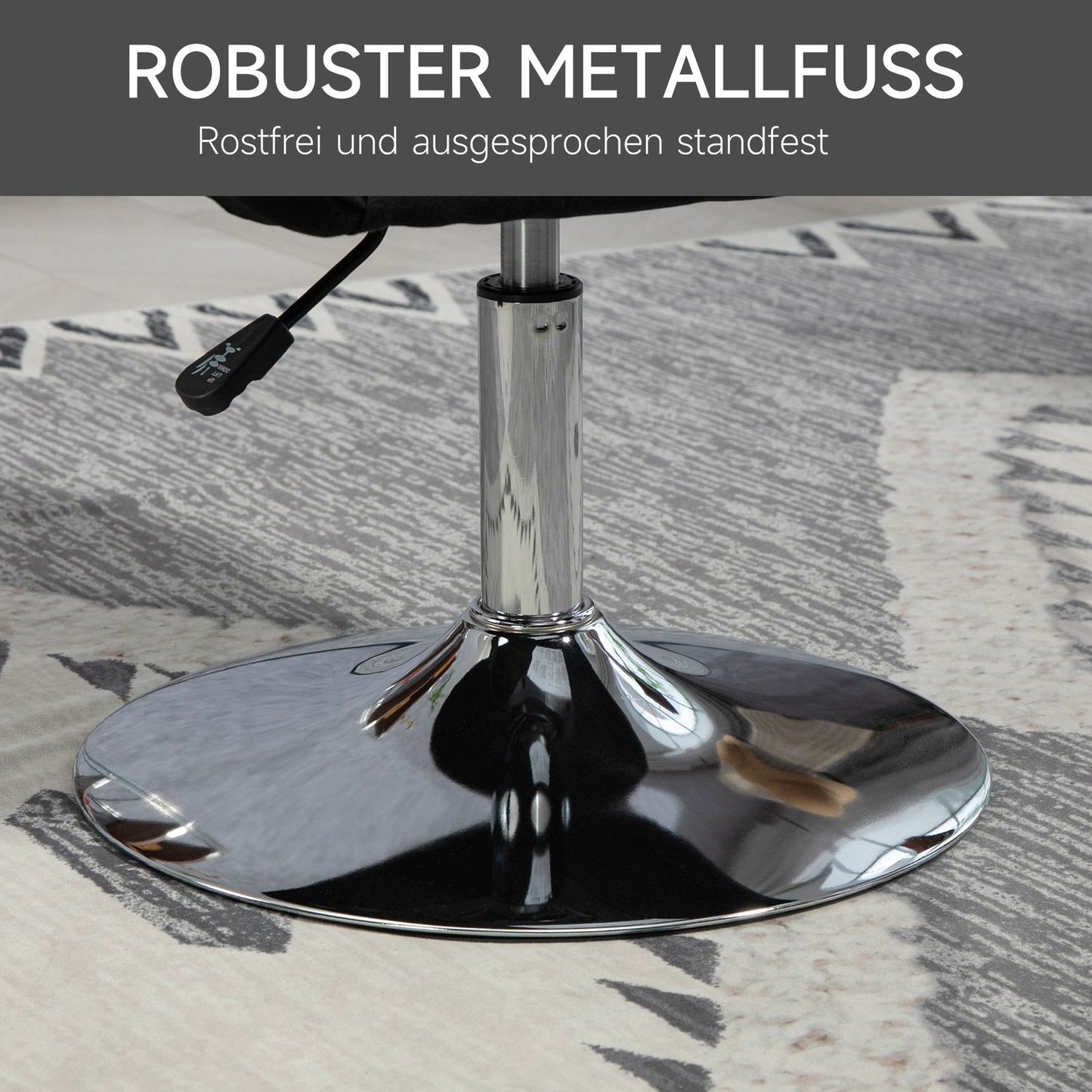 Adjustable black lounge chair - metal frame, armrests, cushion