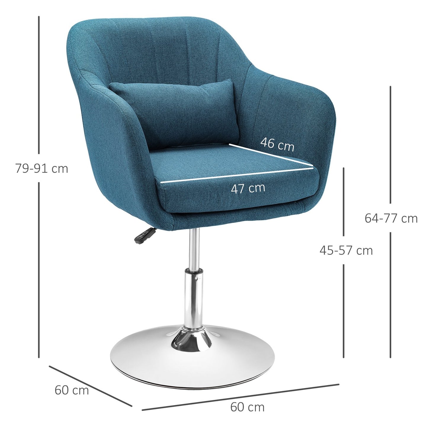 Armchair Lounge chair, Adjustable with lumbar cushion - Light blue