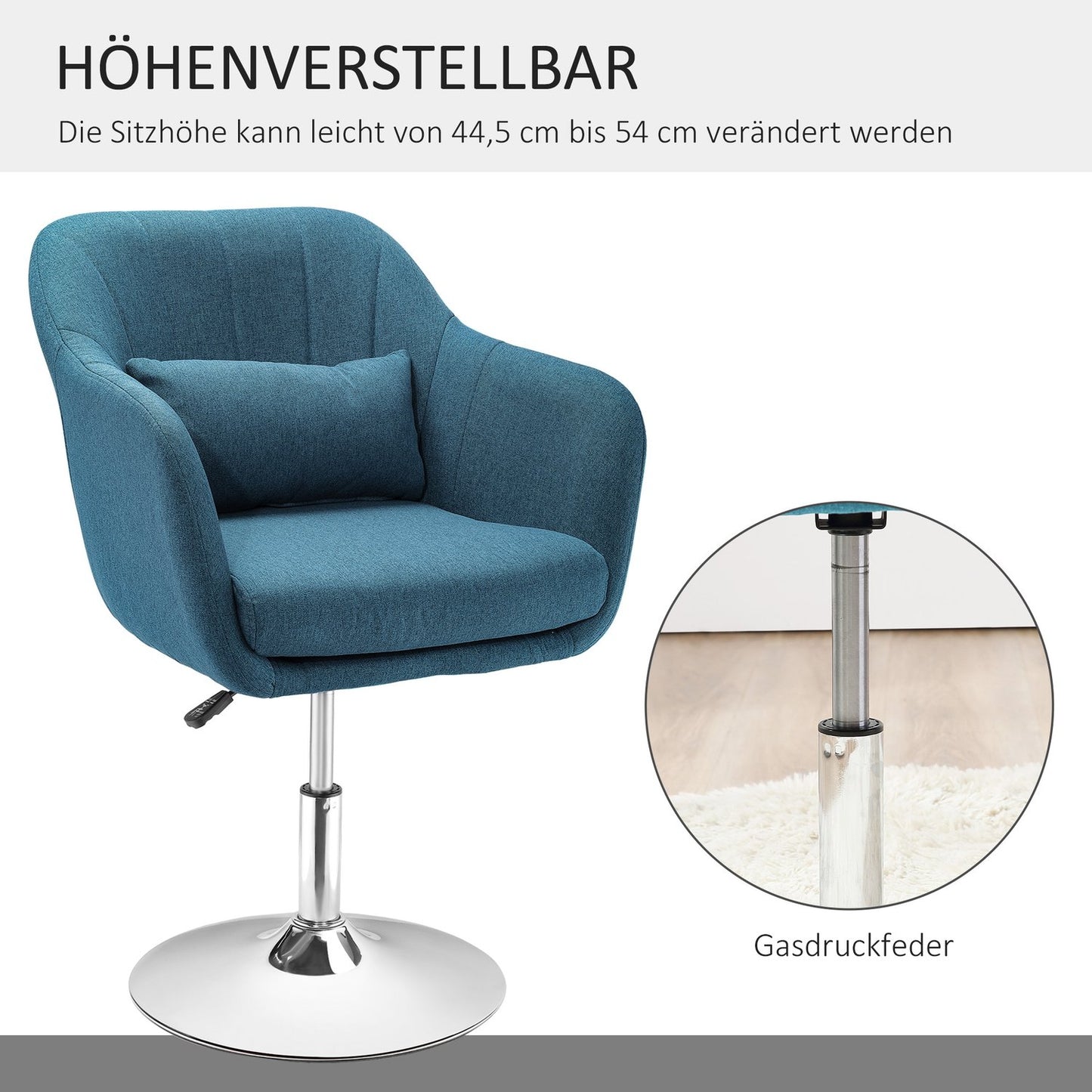 Armchair Lounge chair, Adjustable with lumbar cushion - Light blue