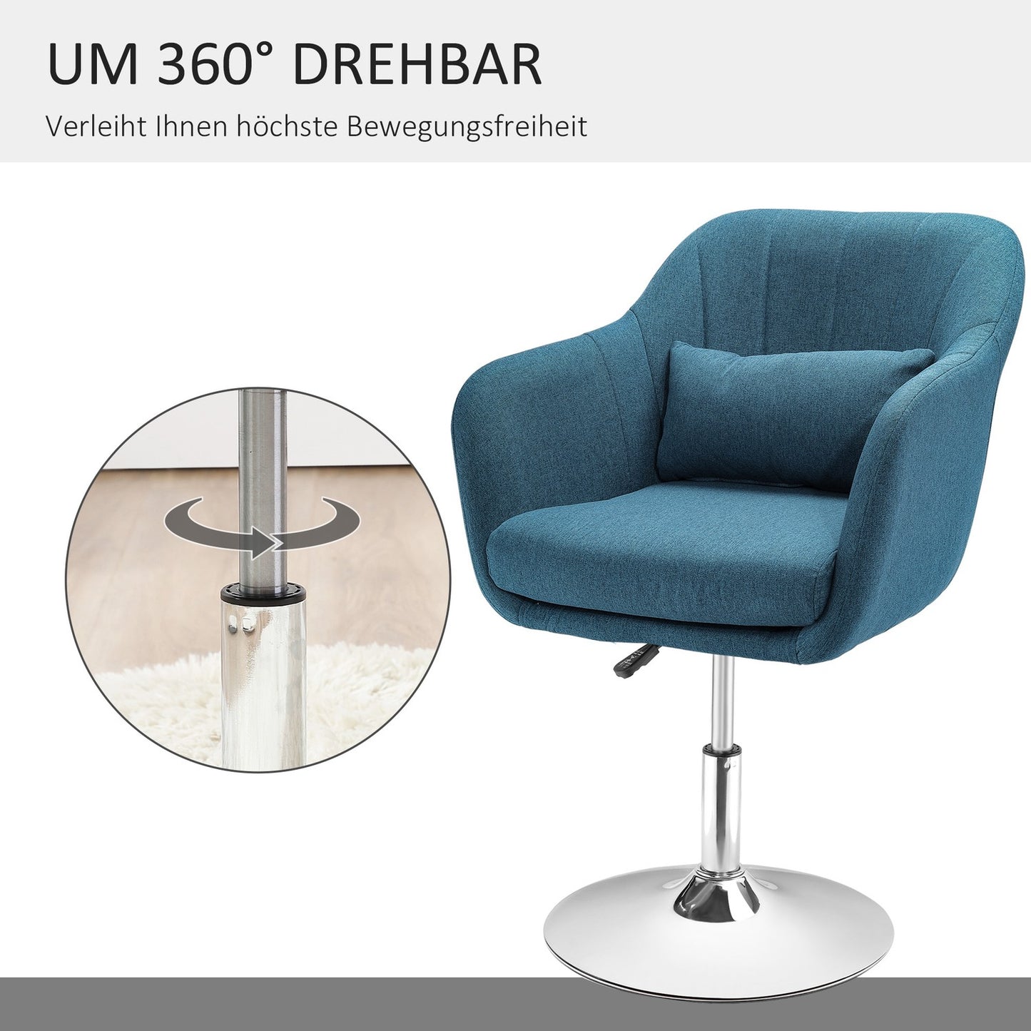 Armchair Lounge chair, Adjustable with lumbar cushion - Light blue