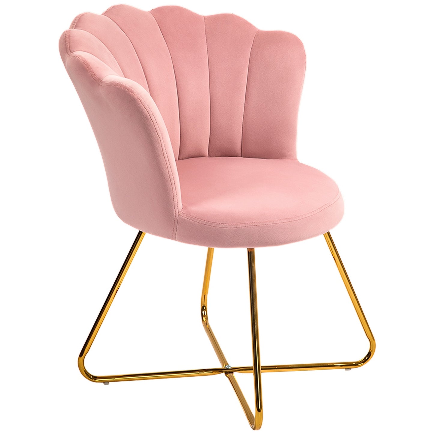 Pink Velvet Lounge Chair – Armrest, metal legs, upholstered