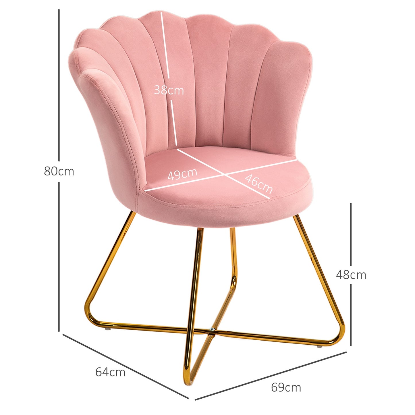 Pink Velvet Lounge Chair – Armrest, metal legs, upholstered