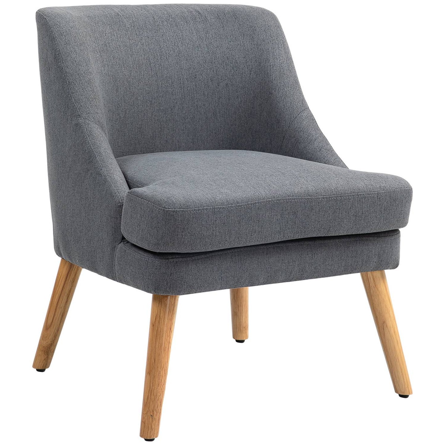 Armchair Lounge chair with padded linen look, dark grey
