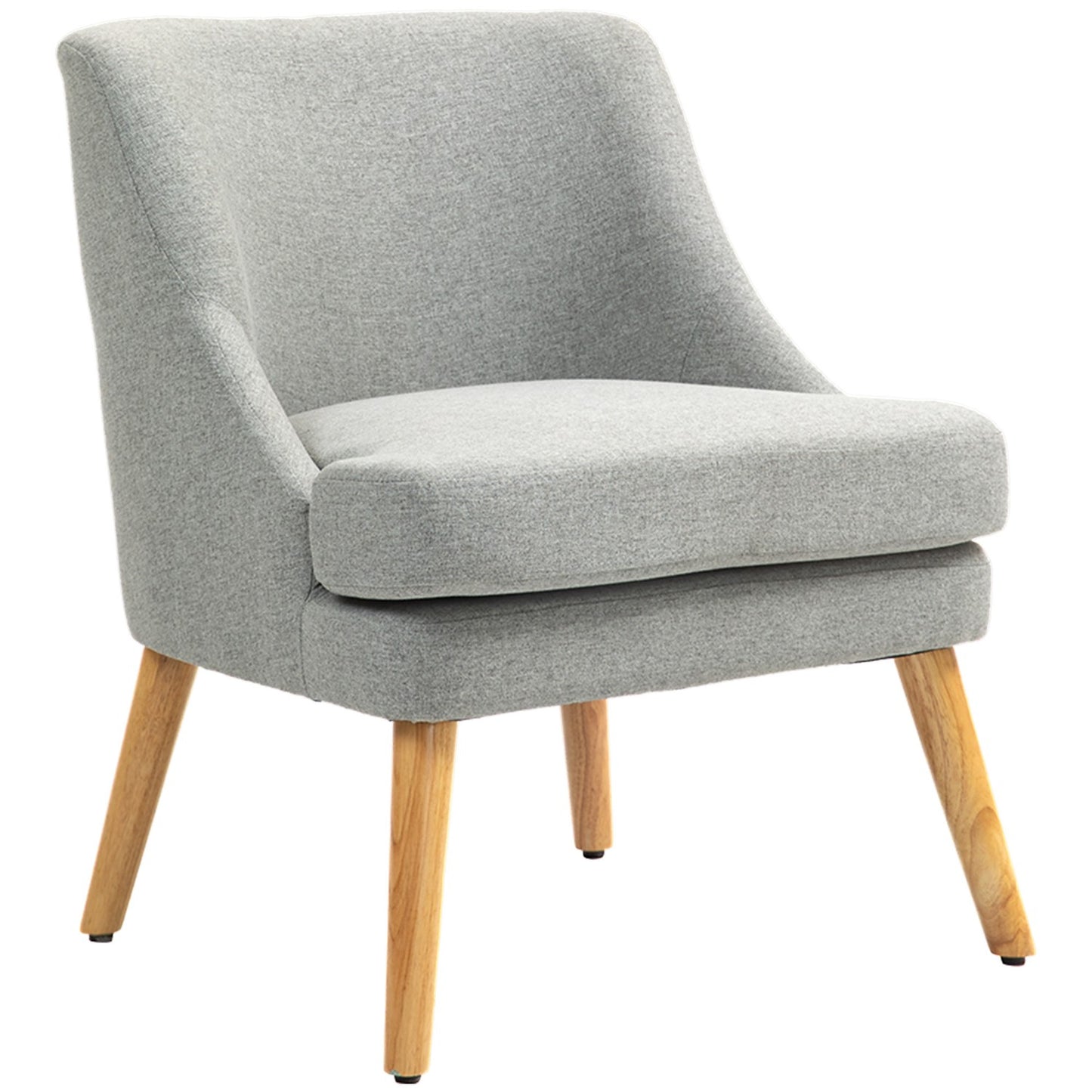 Light gray relaxation armchair in linen style with armrests