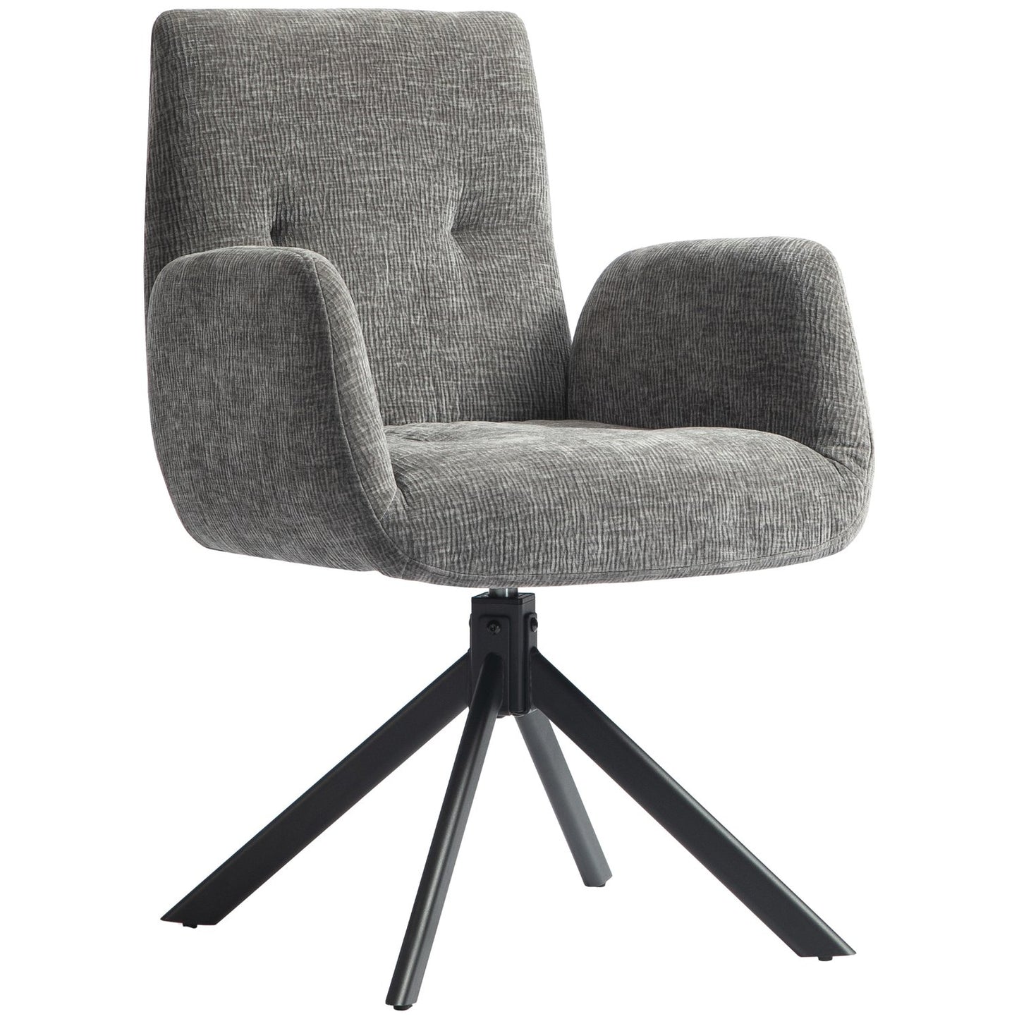 Dark gray swivel armchair - modern upholstery, steel legs
