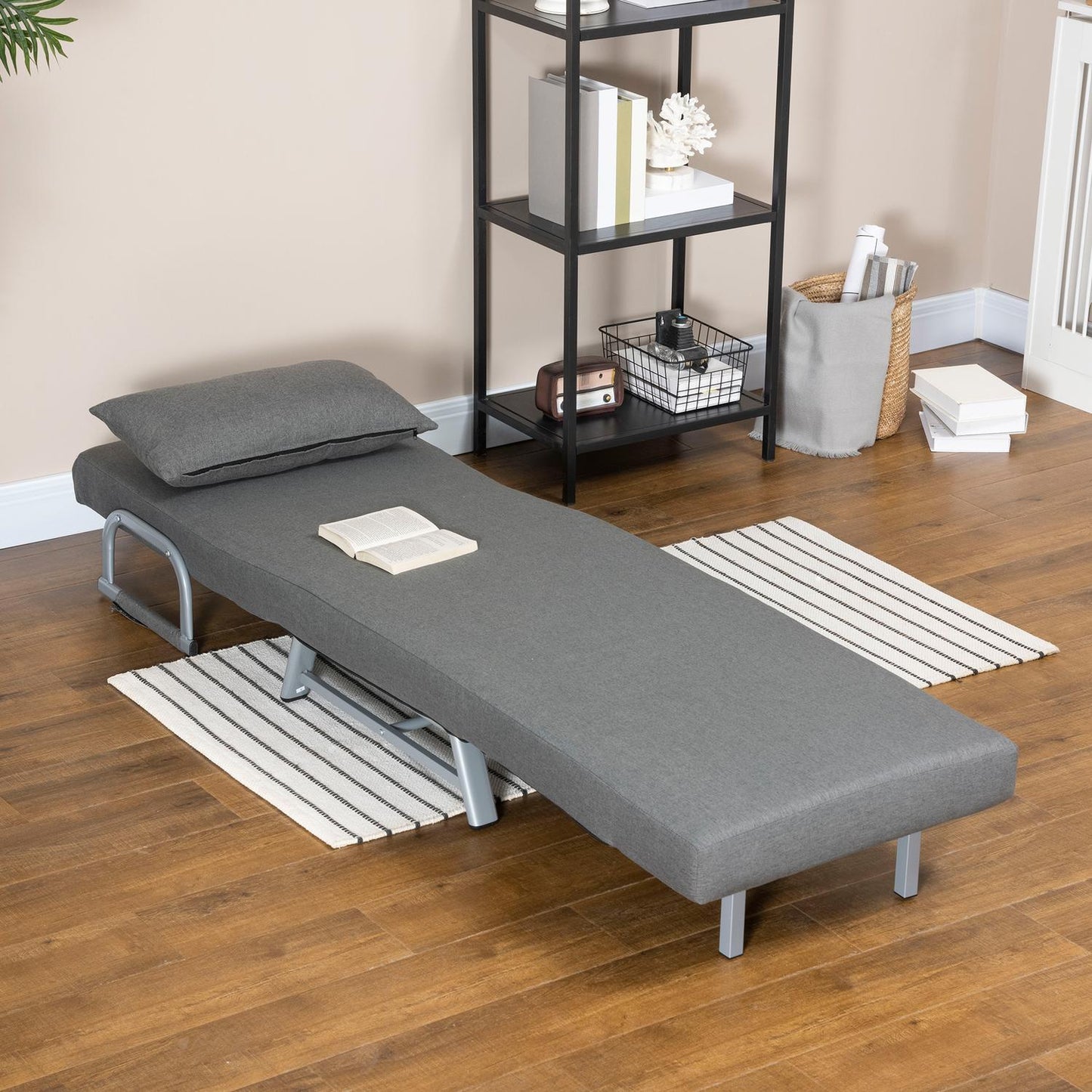 Armchair, upholstered armchair, convertible to guest bed, ergonomic, dark grey
