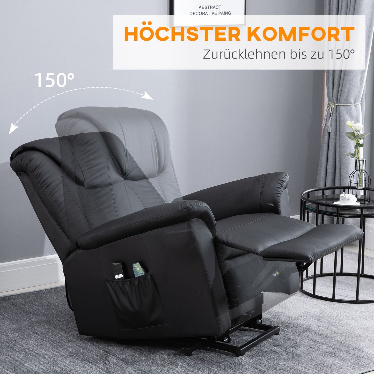 Electric armchair with heating and remote control