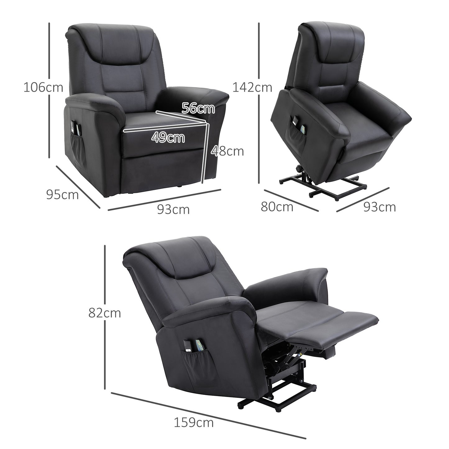 Electric armchair with heating and remote control