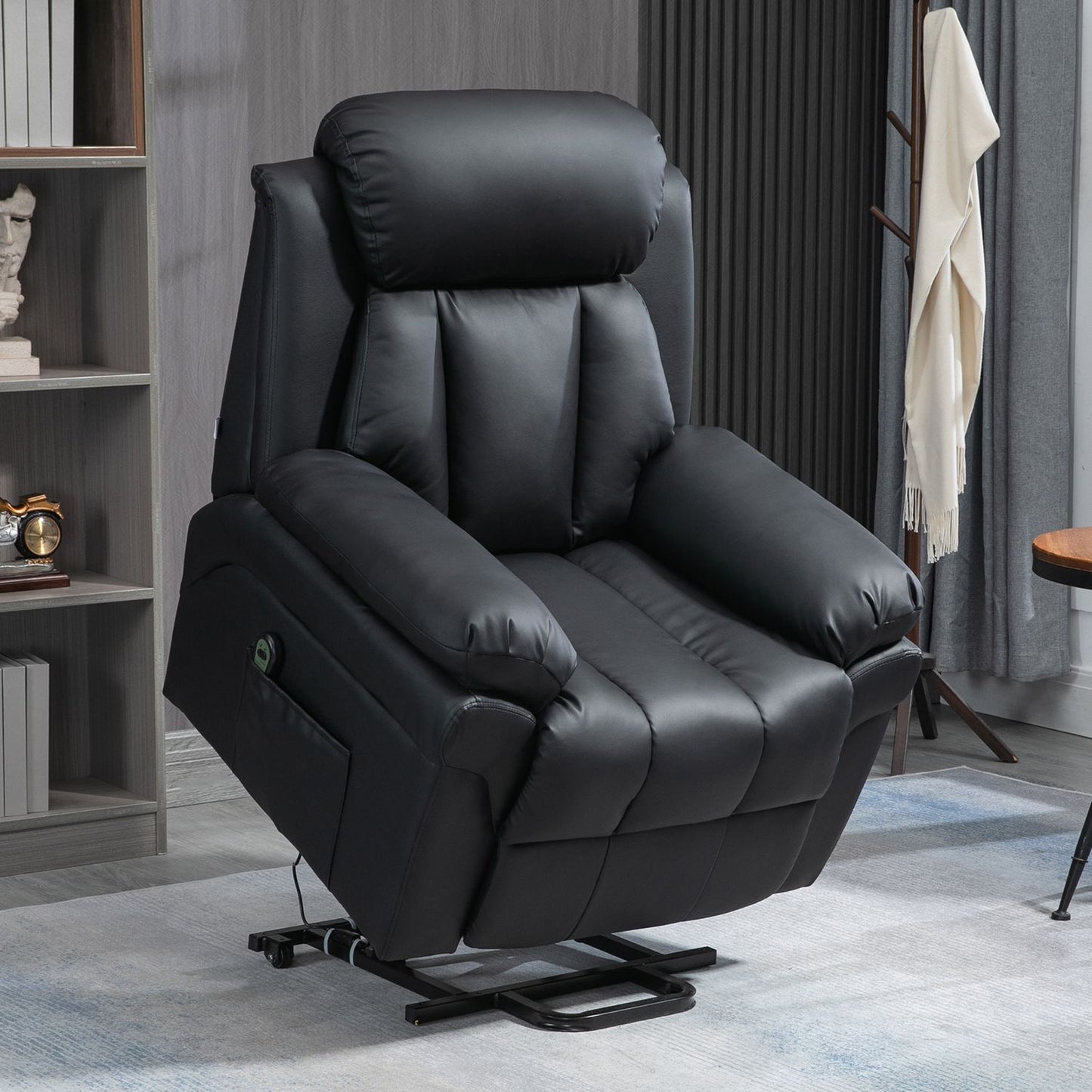 Electric recliner in faux leather with stand-up aid