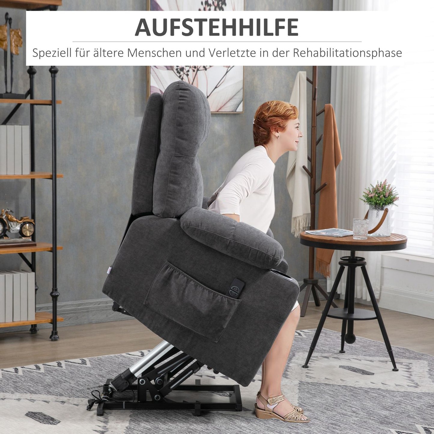 Electric armchair with massage, heating, dark grey