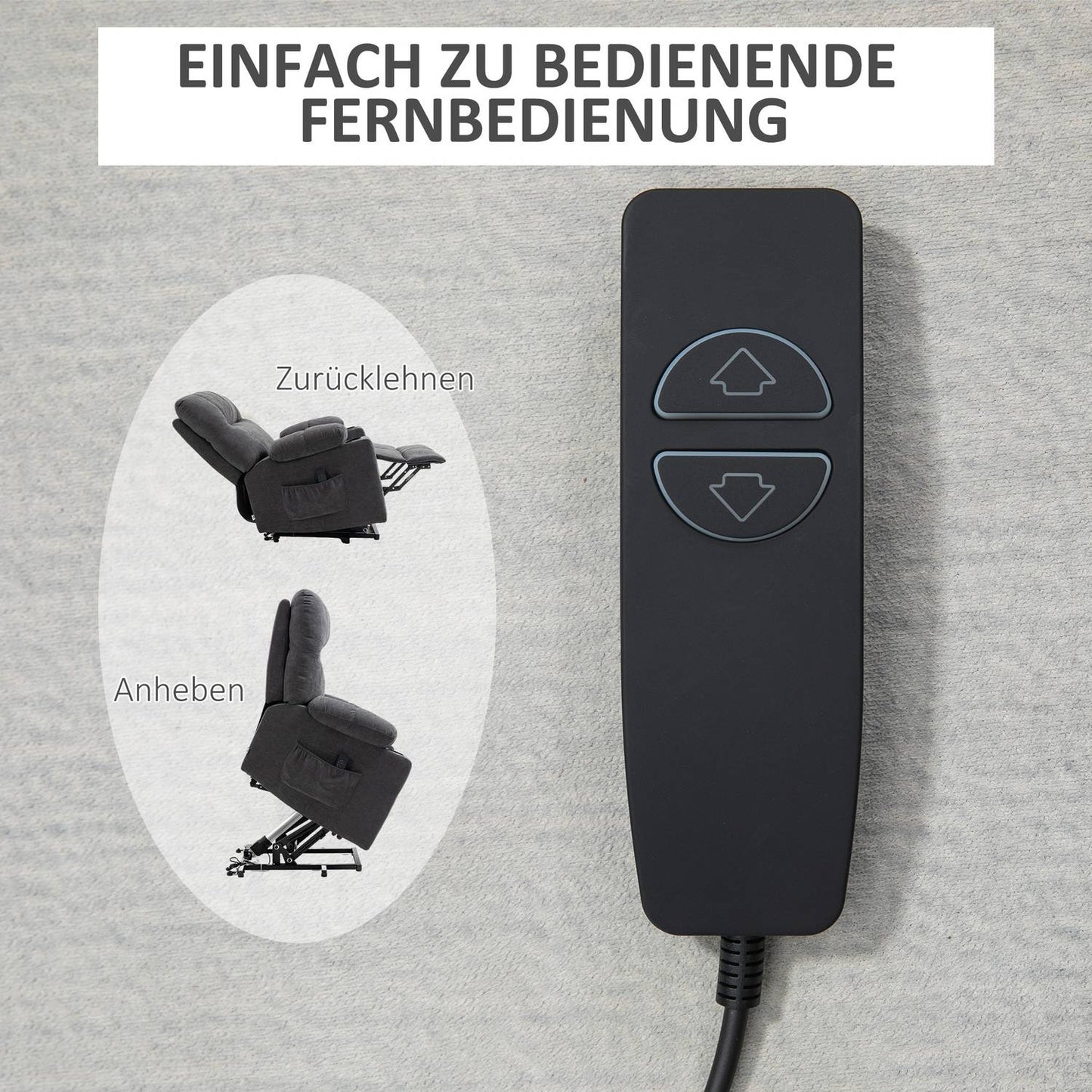 Electric armchair with massage, heating, dark grey