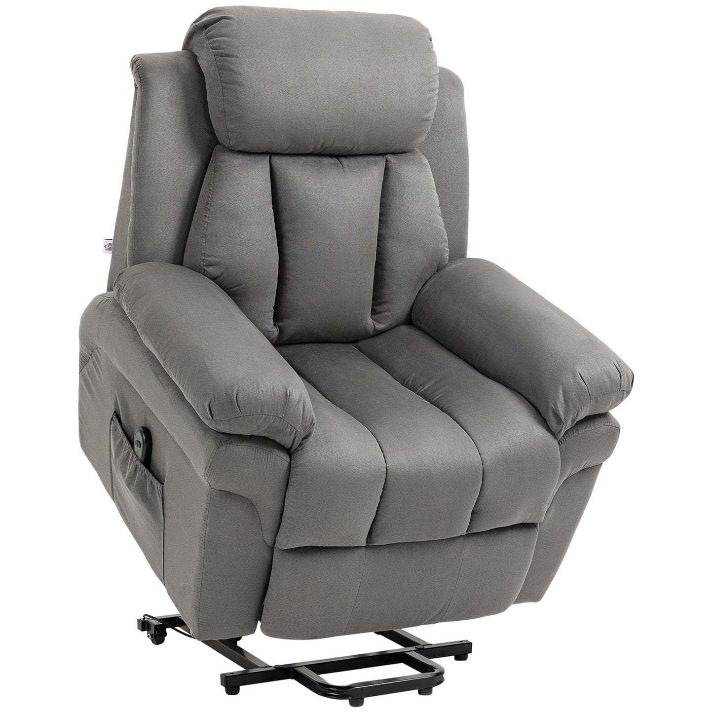 Electric recliner with standing aid, artificial leather, grey