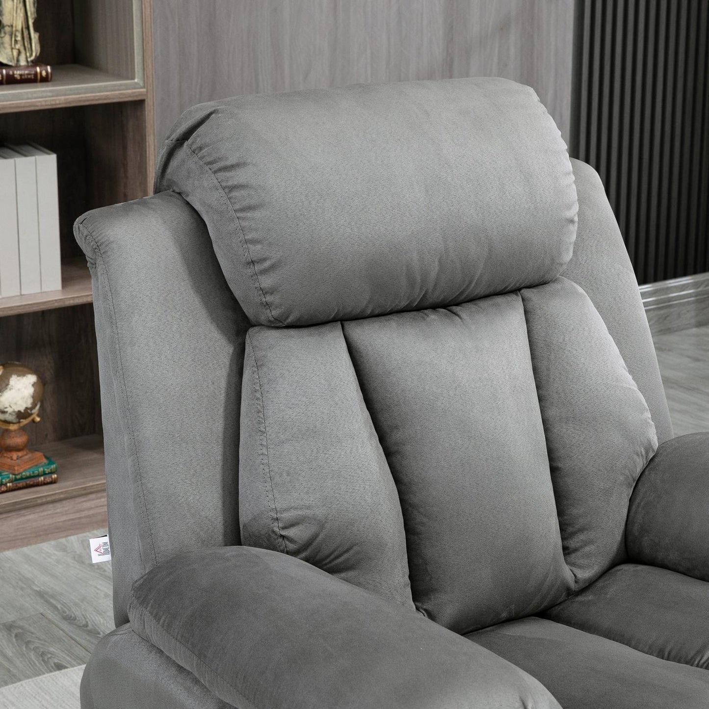 Electric recliner with standing aid, artificial leather, grey