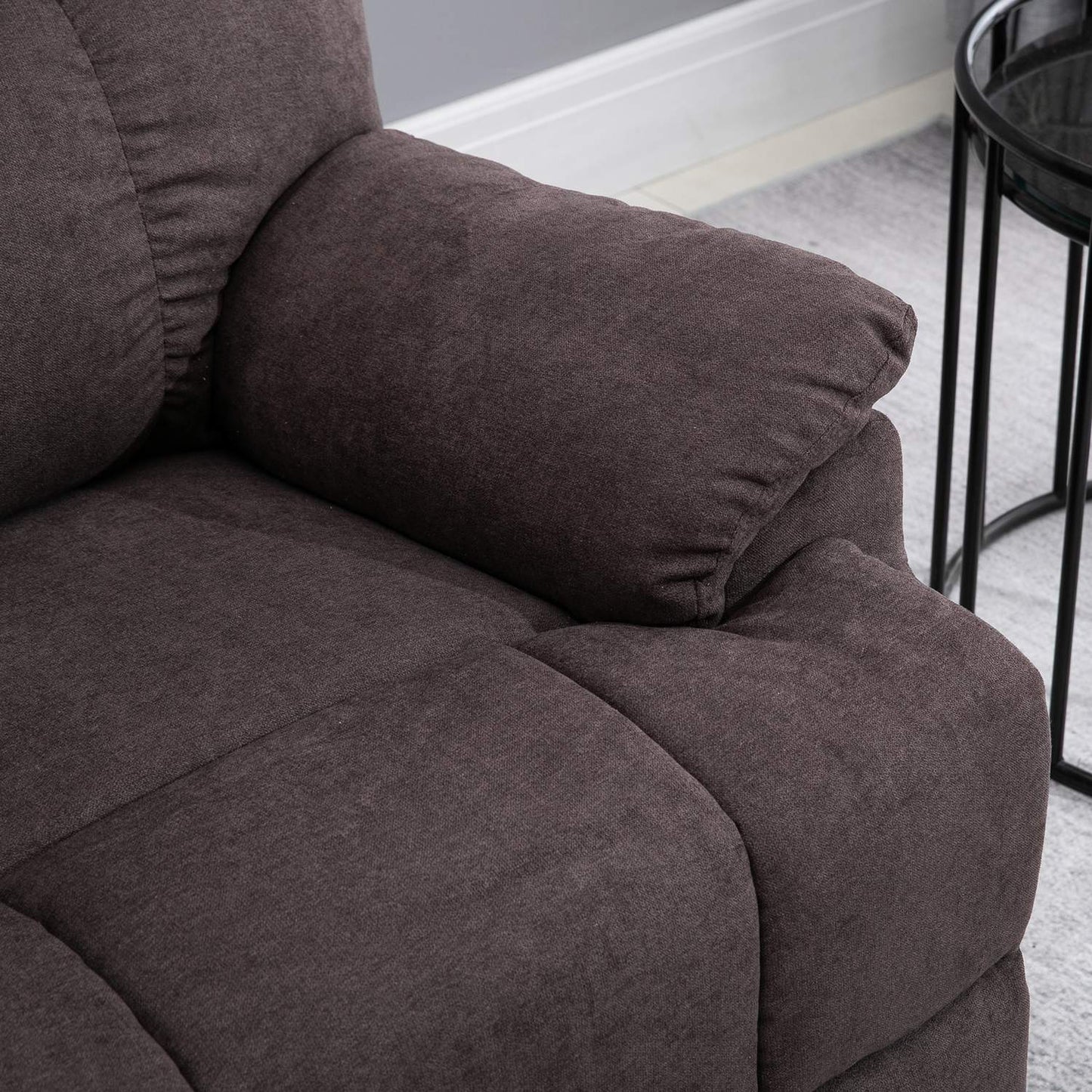 Massage armchair with standing aid and USB port, dark brown