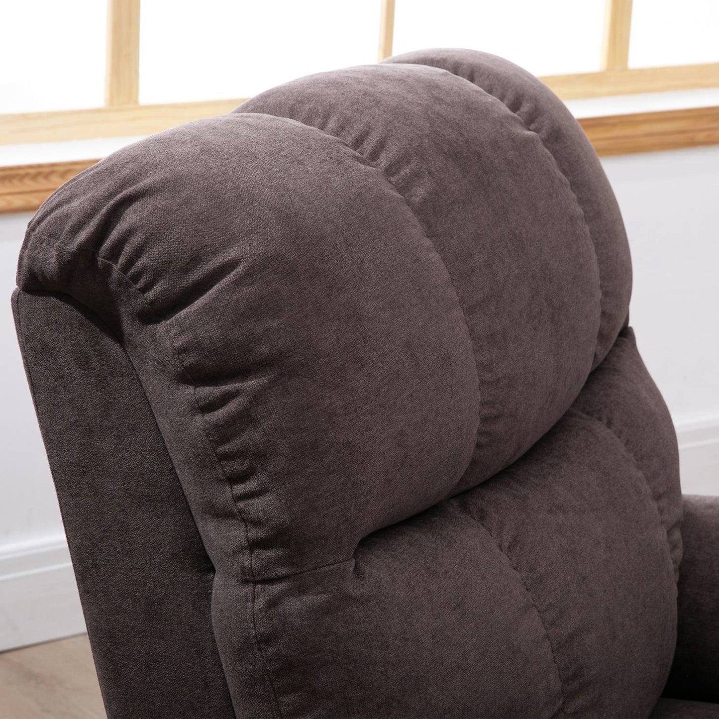 Massage armchair with standing aid and USB port, dark brown