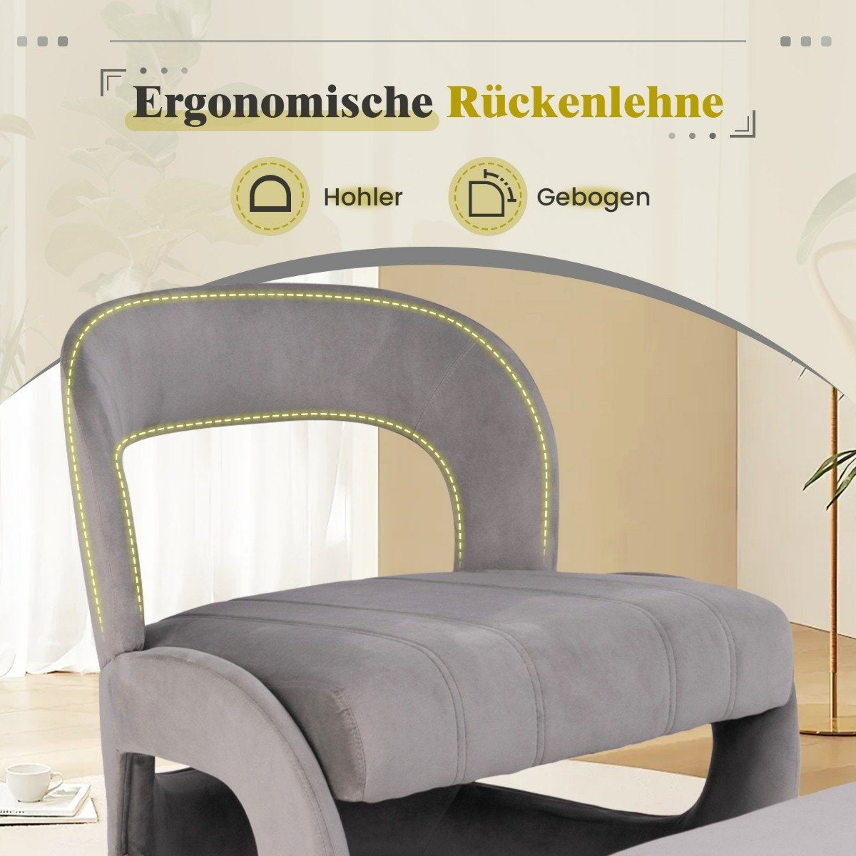 Armchair with stool oversized relaxation armchair with open back and wide seat gray