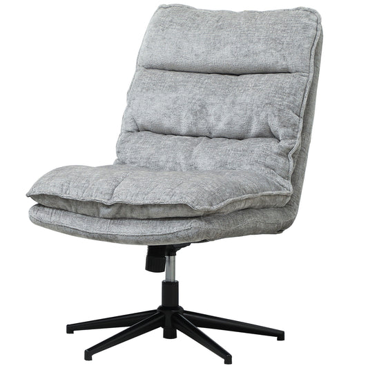 Armless Office Chair, Swivel, Adjustable Height, Grey Fabric