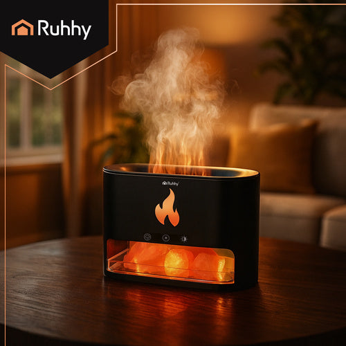 Aroma Diffuser Humidifier, 250ml, LED Fireplace Effect