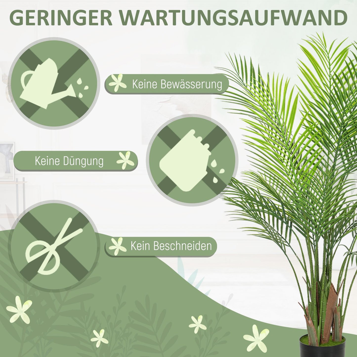 Artificial Areca Palm Tree, 120cm, UV-Resistant Indoor/Outdoor