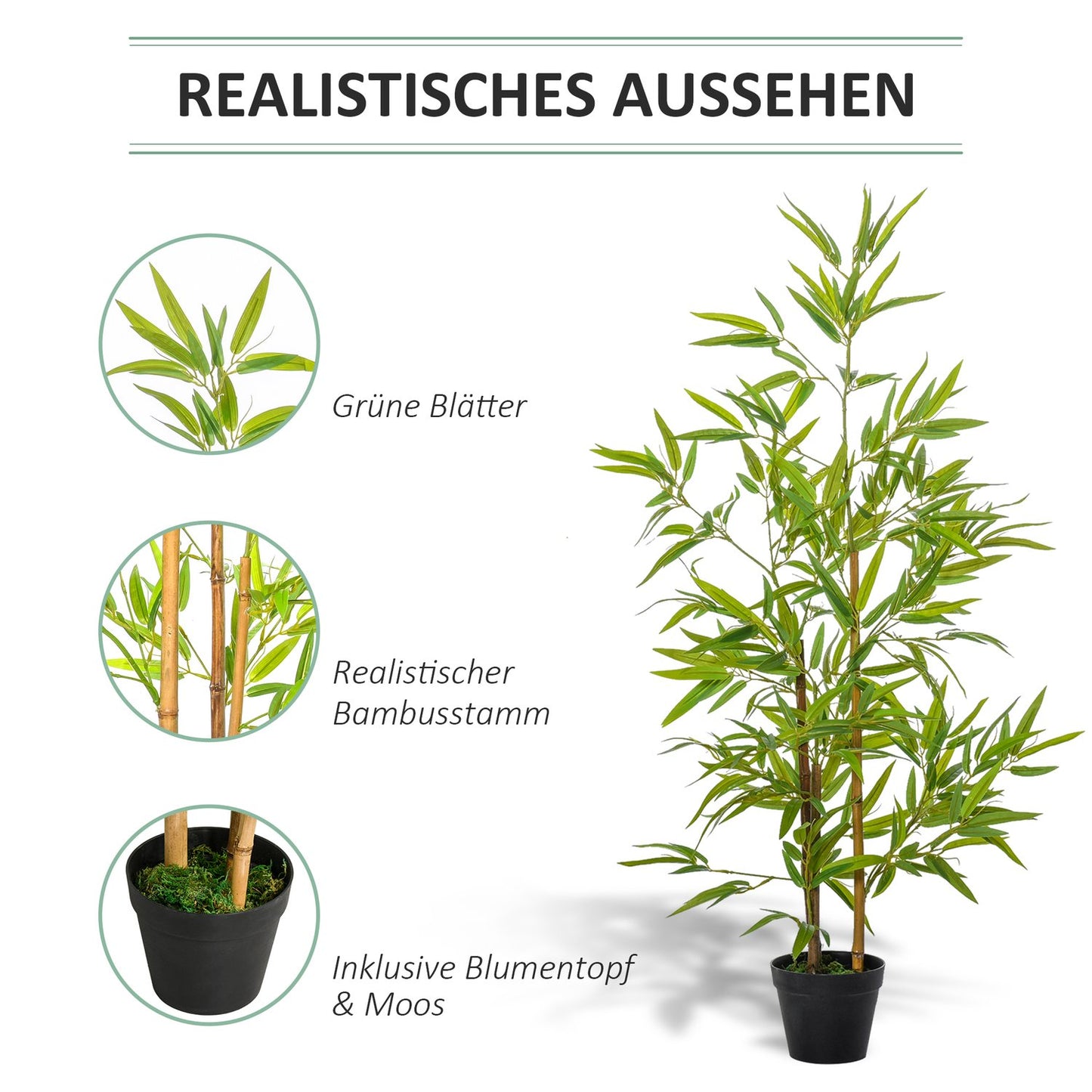 Artificial bamboo plant, 120cm, lifelike indoor decor