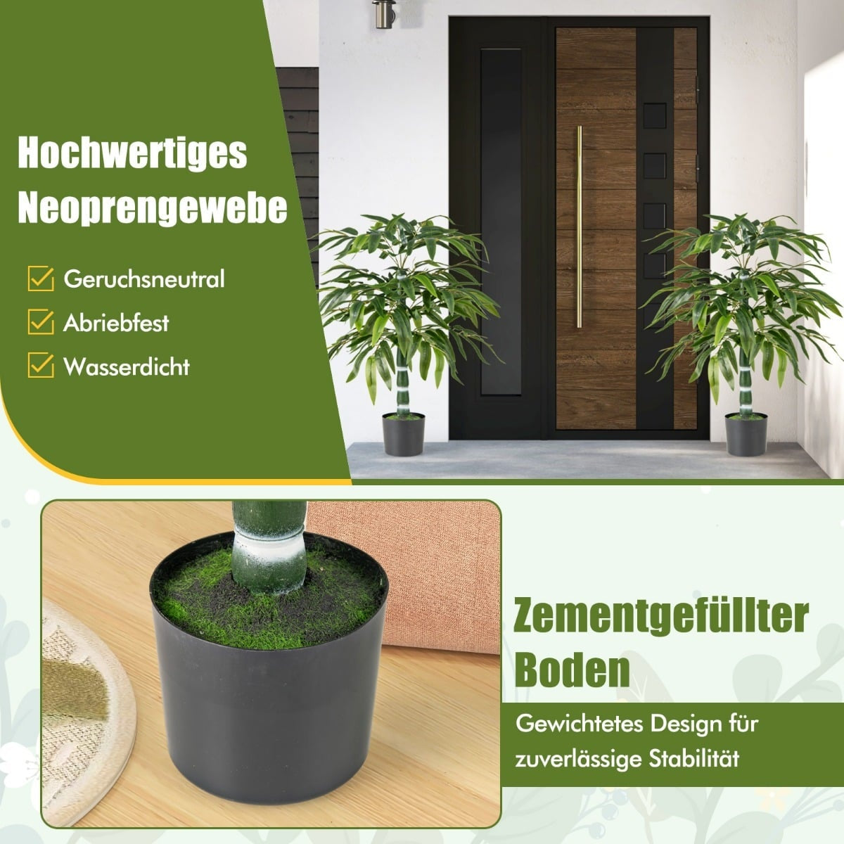 Artificial Bamboo Plant Set, 100 cm, with Pot, 2-Pack