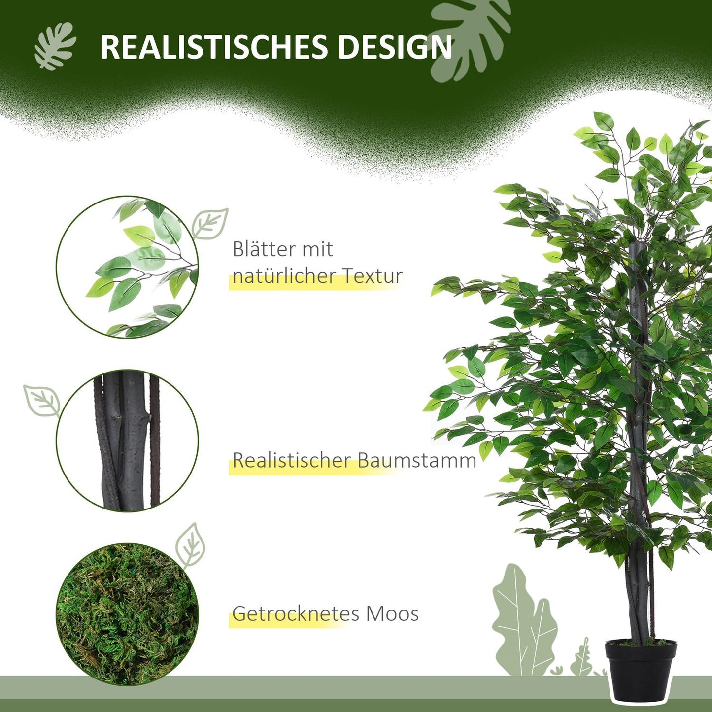 Artificial banyan trees, realistic decor, solid wood, 145cm