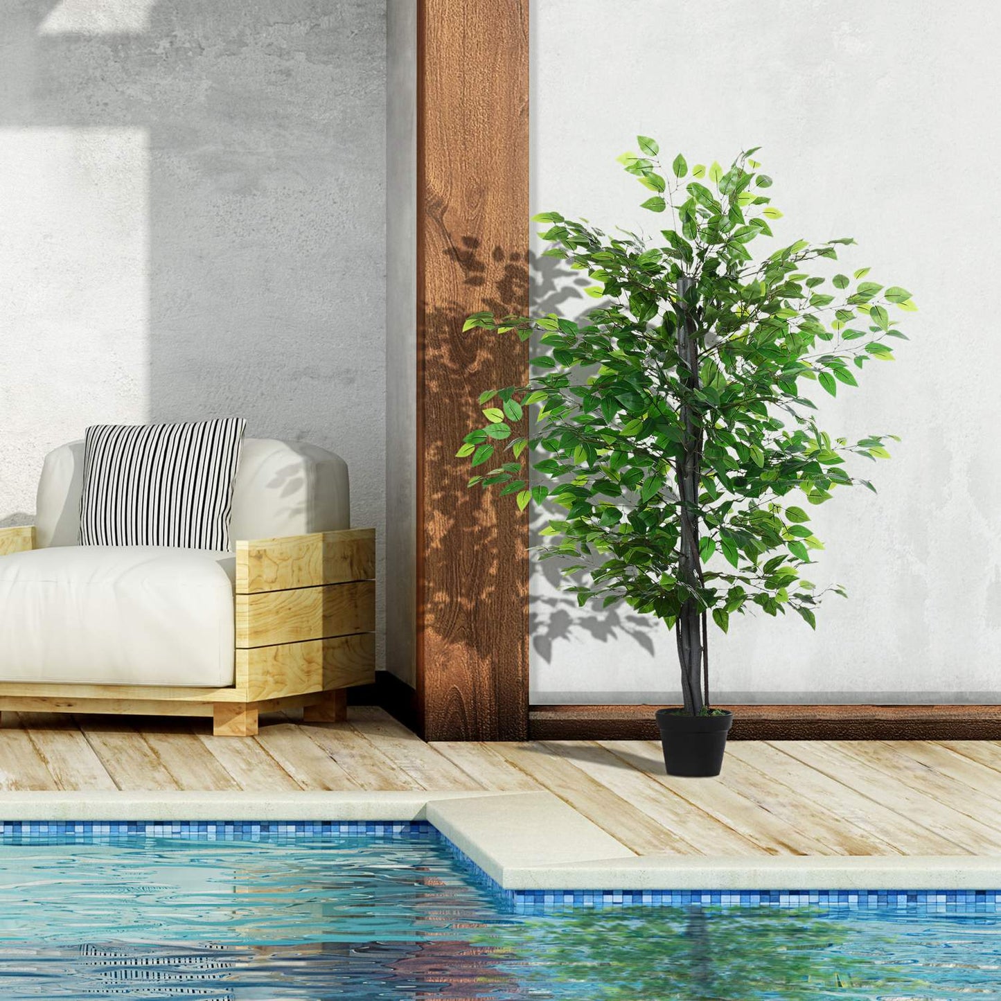 Artificial banyan trees, realistic decor, solid wood, 145cm