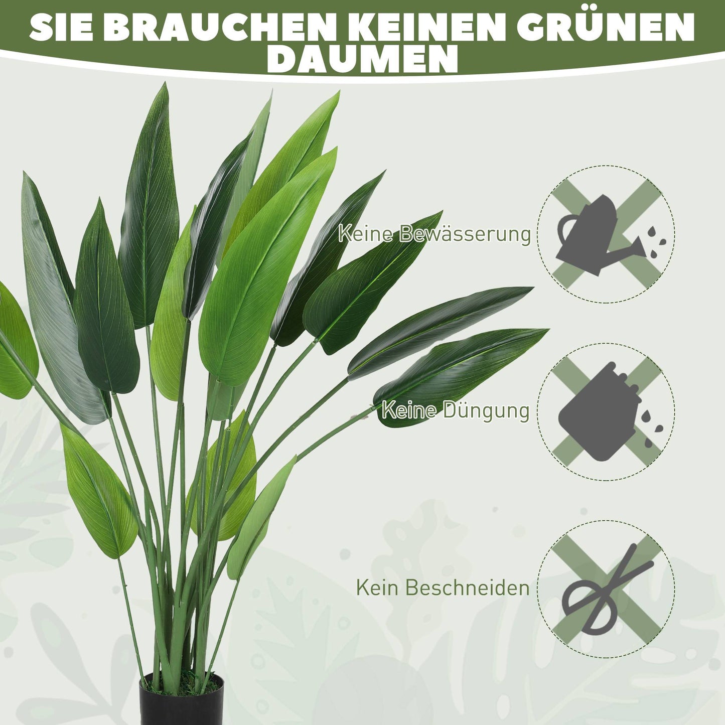 Artificial Bird of Paradise Plant, 110 cm, Cement Pot