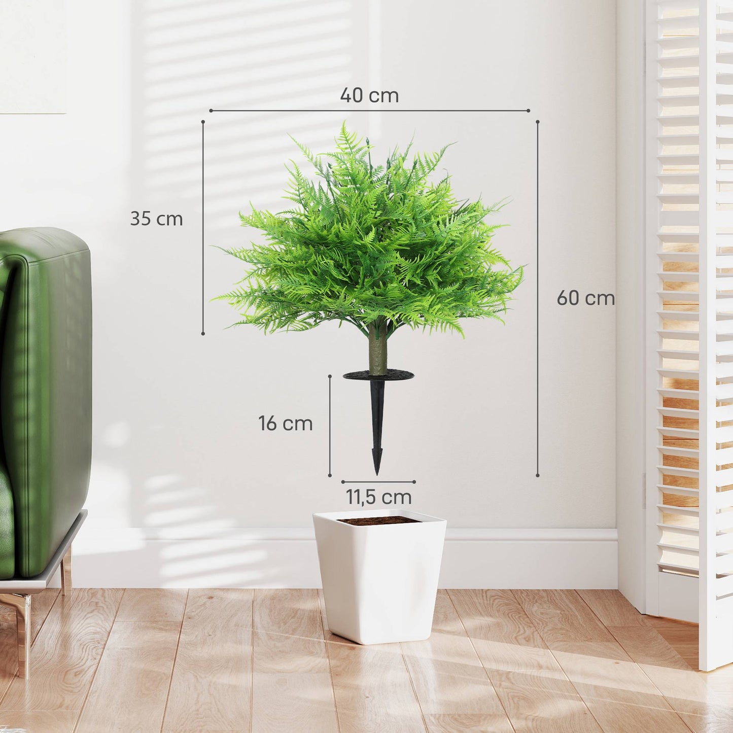 Artificial Boston Ferns, UV-Resistant, 2-Pack, 40x60 cm