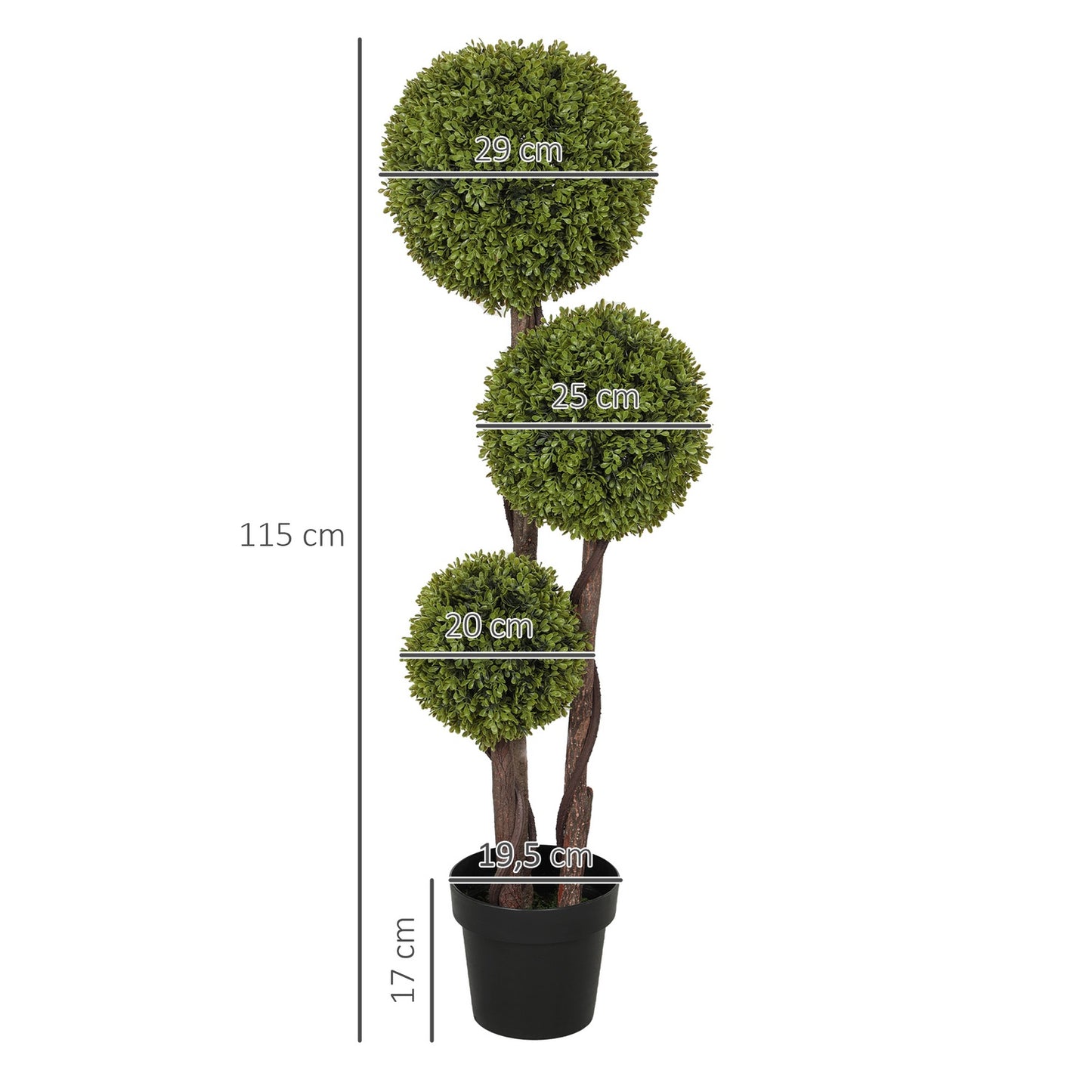 Artificial boxwood plant in pot, 115 cm decorative greenery
