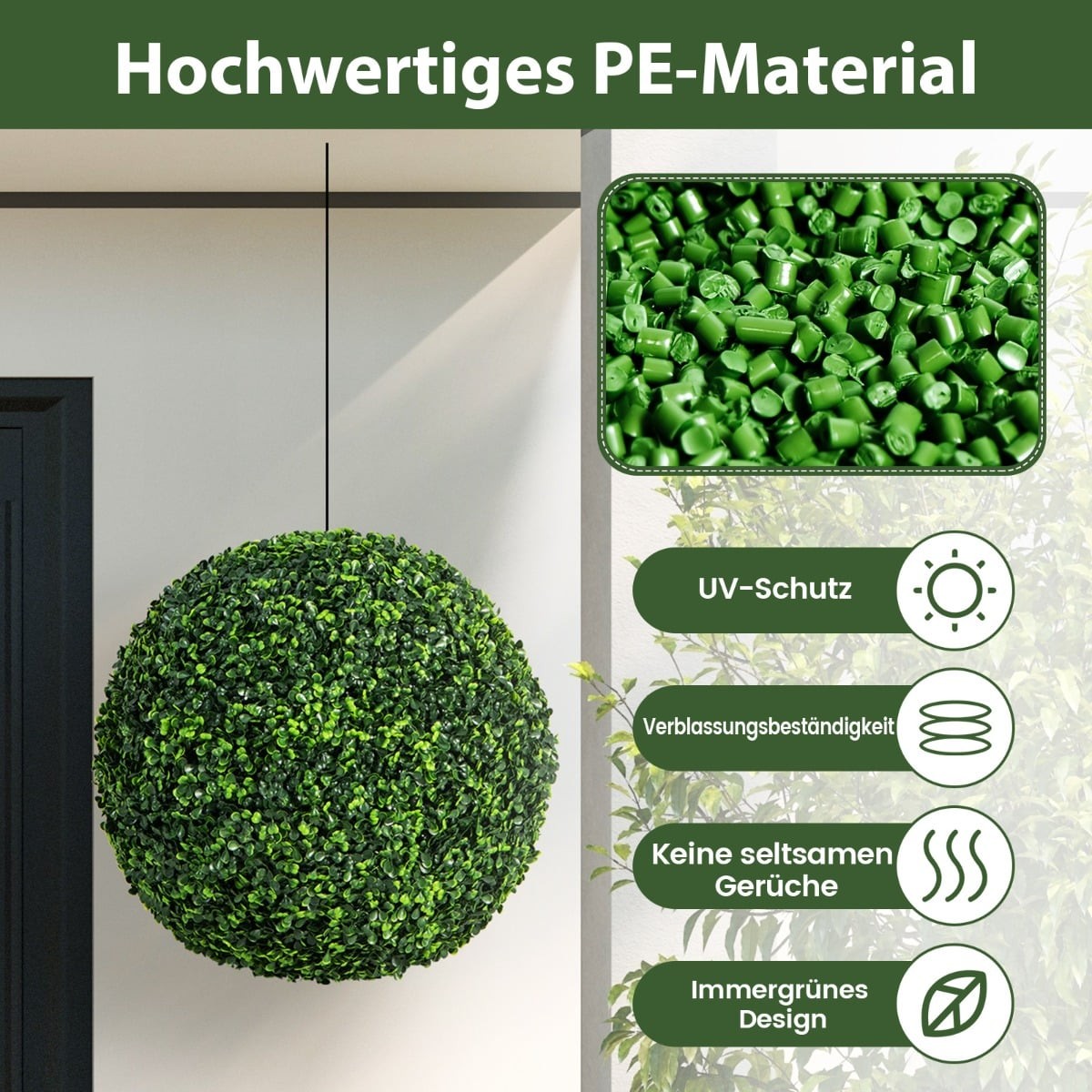 Artificial Boxwood Balls, 48 cm, UV Resistant, Set of 2