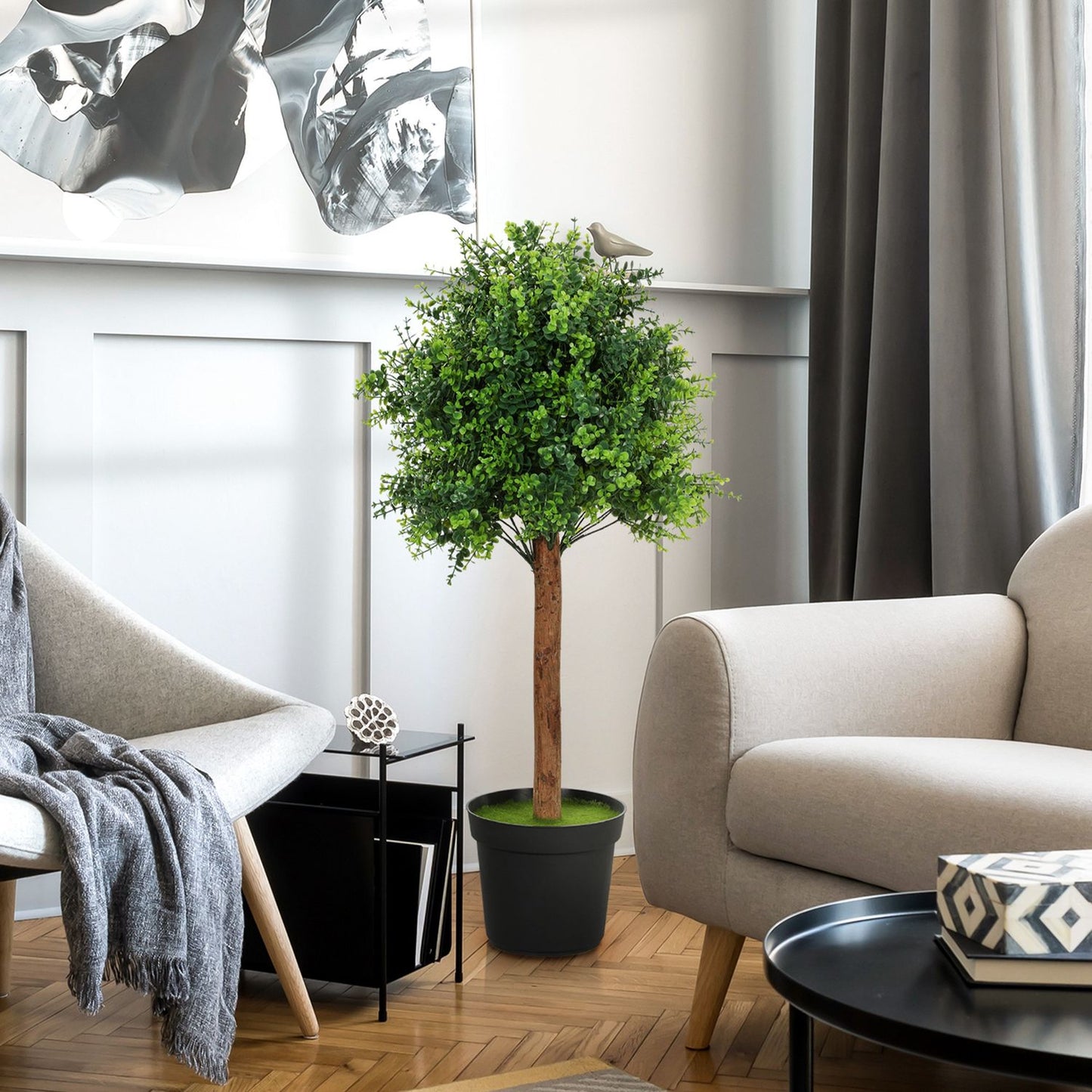 Artificial Boxwood Plant, 90cm, UV-Resistant, Potted