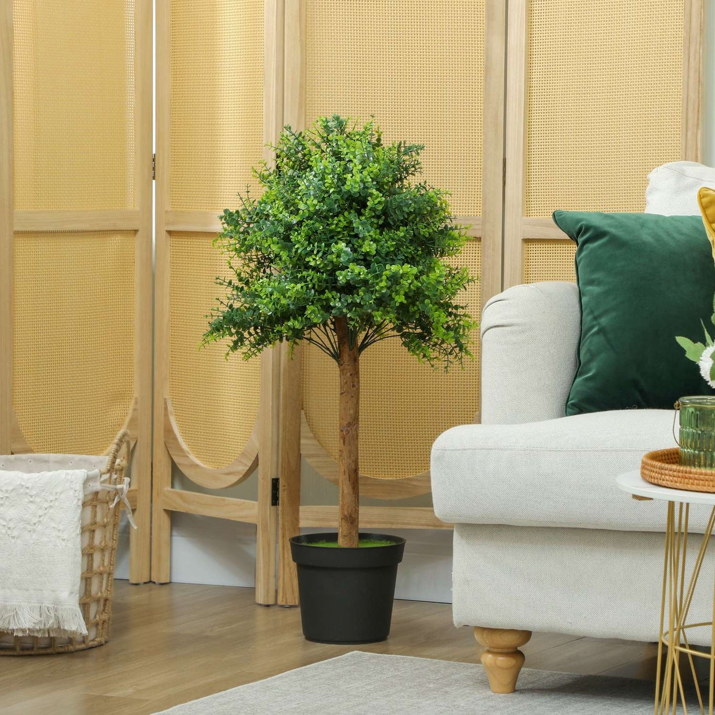 Artificial Boxwood Plant, 90cm, UV-Resistant, Potted