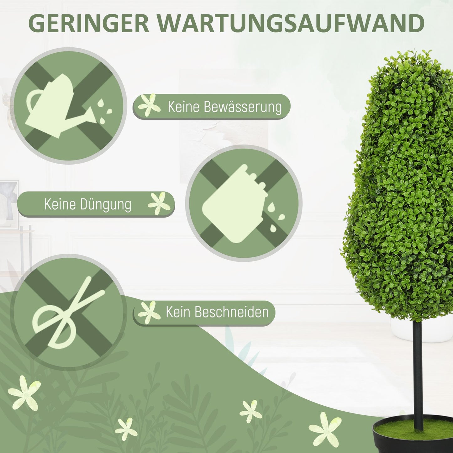 Artificial Boxwood Set, 90cm Teardrop Shape, UV-Resistant