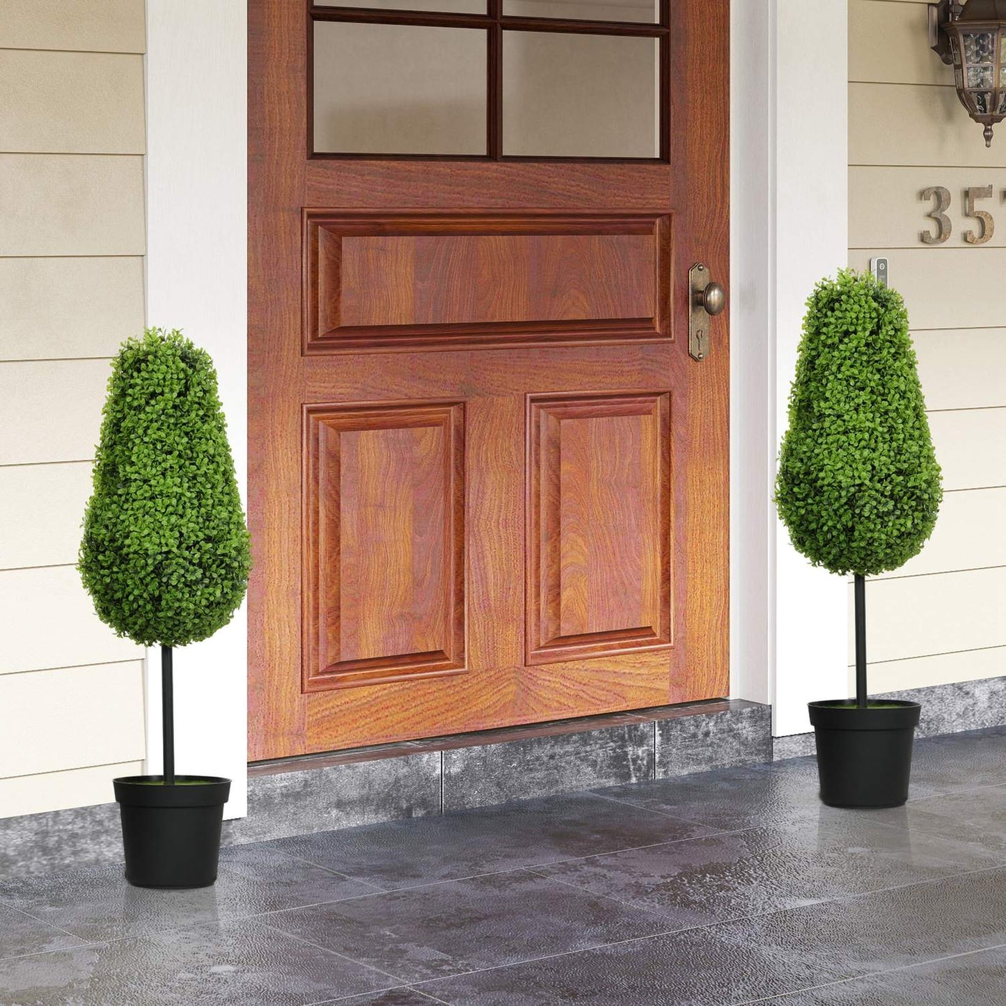 Artificial Boxwood Set, 90cm Teardrop Shape, UV-Resistant
