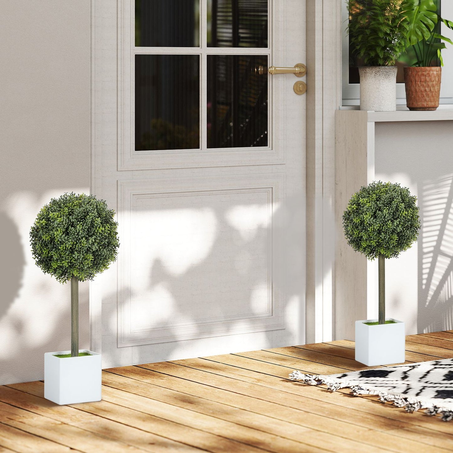 Artificial Boxwood Topiary Set, 45cm, UV-Resistant
