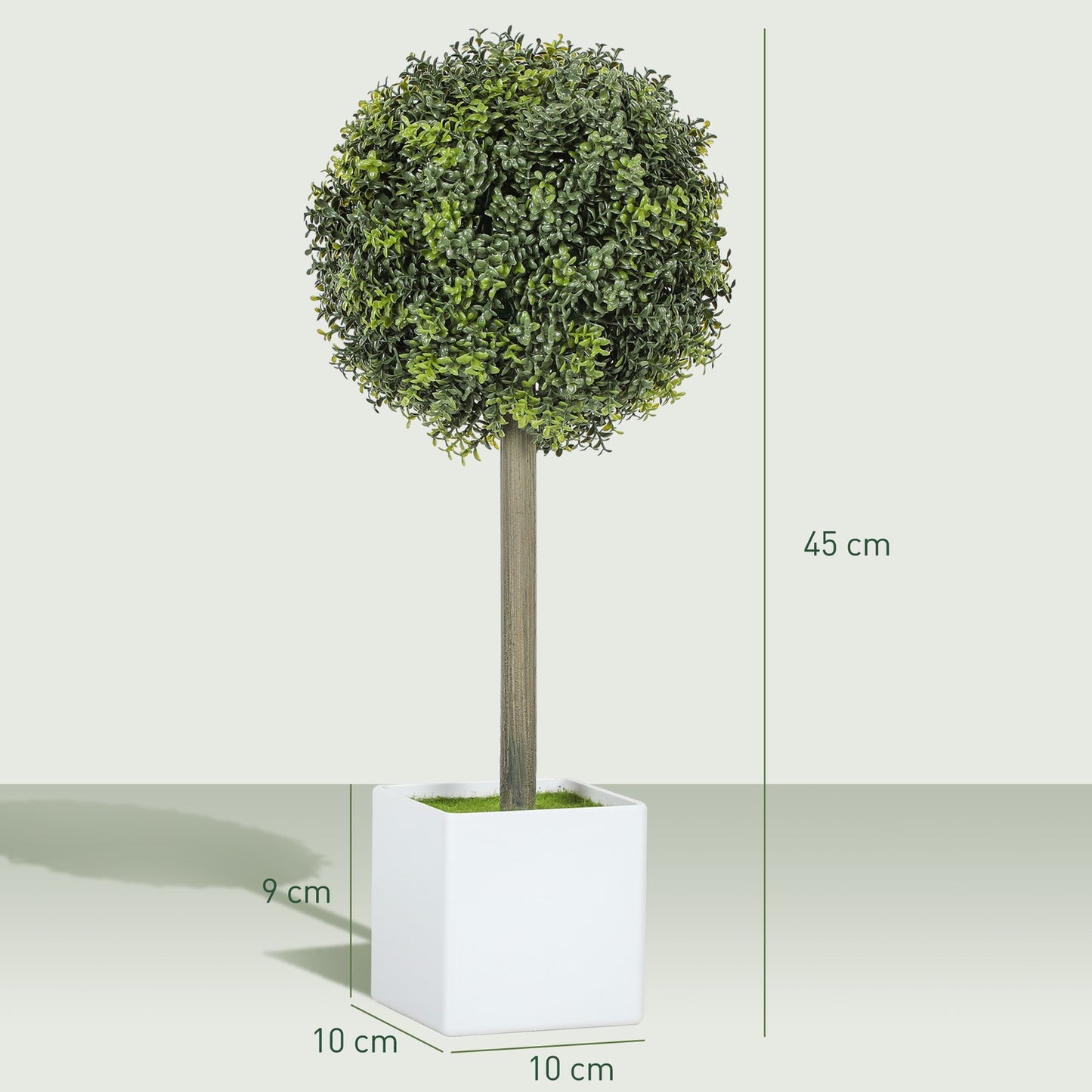 Artificial Boxwood Topiary Set, 45cm, UV-Resistant