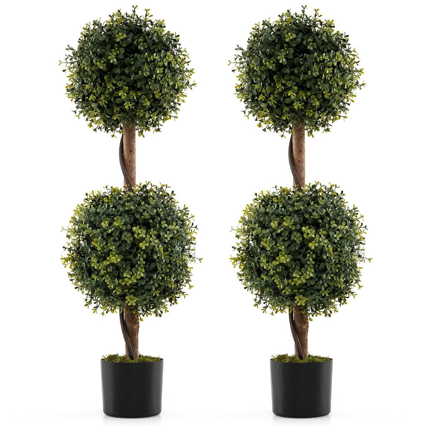 Artificial Boxwood Trees with Pot, 90cm, Set of 2