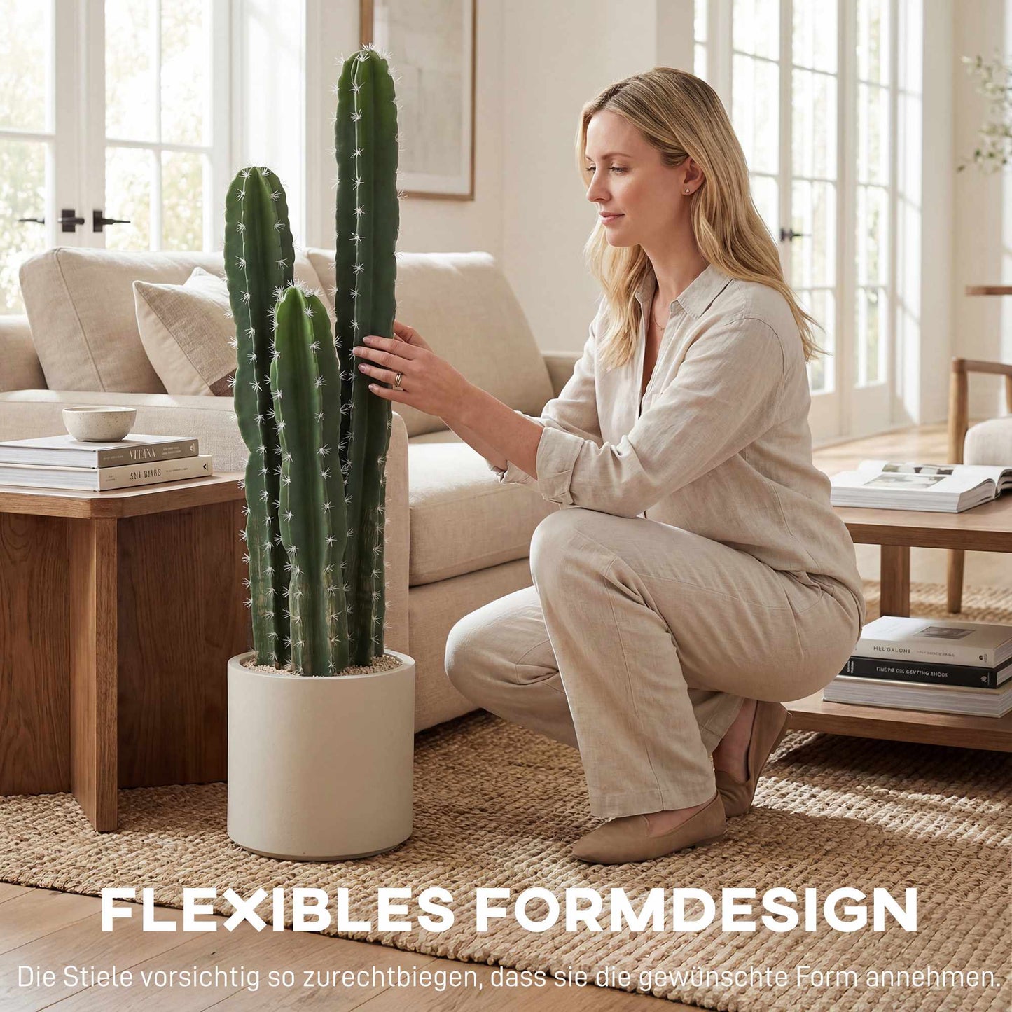 Artificial Cactus Plant, 95 cm, With Pot, Indoor Decor