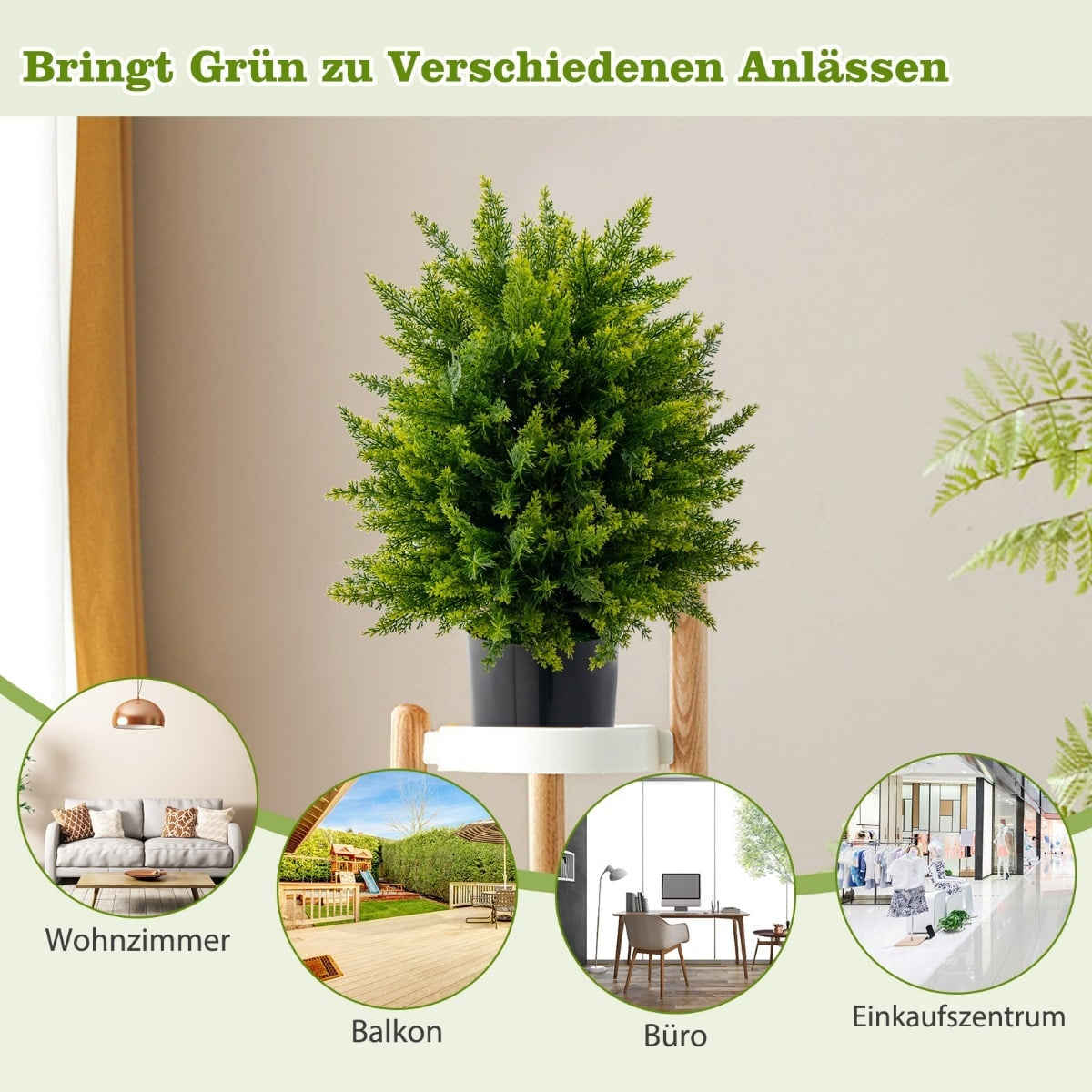 Artificial Cedar Topiary Trees, 2-Pack, 55 cm, UV Resistant