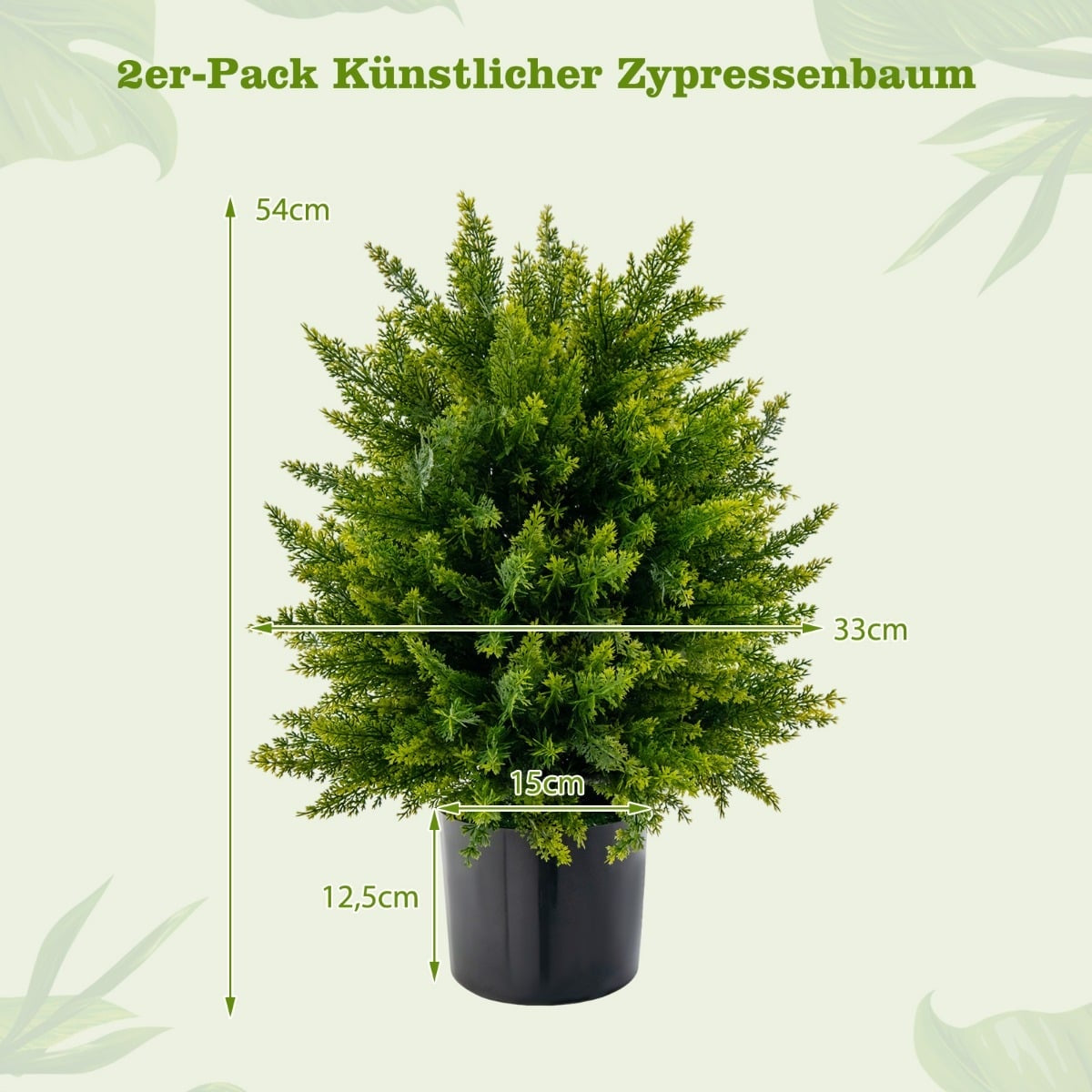 Artificial Cedar Topiary Trees, 2-Pack, 55 cm, UV Resistant