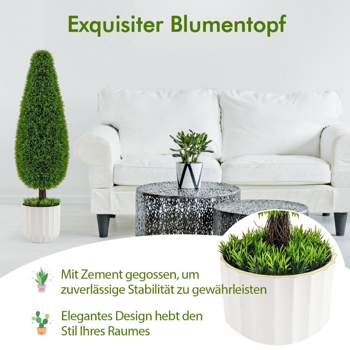 Artificial Cedar Tree with Pot, 90cm, Set of 2