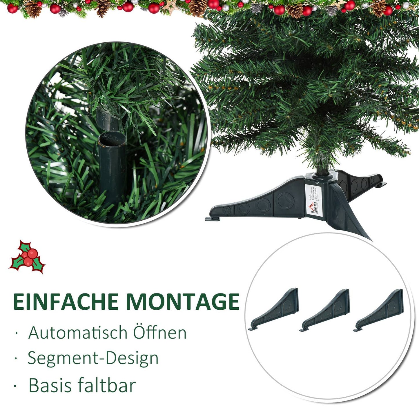 Artificial Christmas tree, 1.2m, 212 branches, PVC, Green