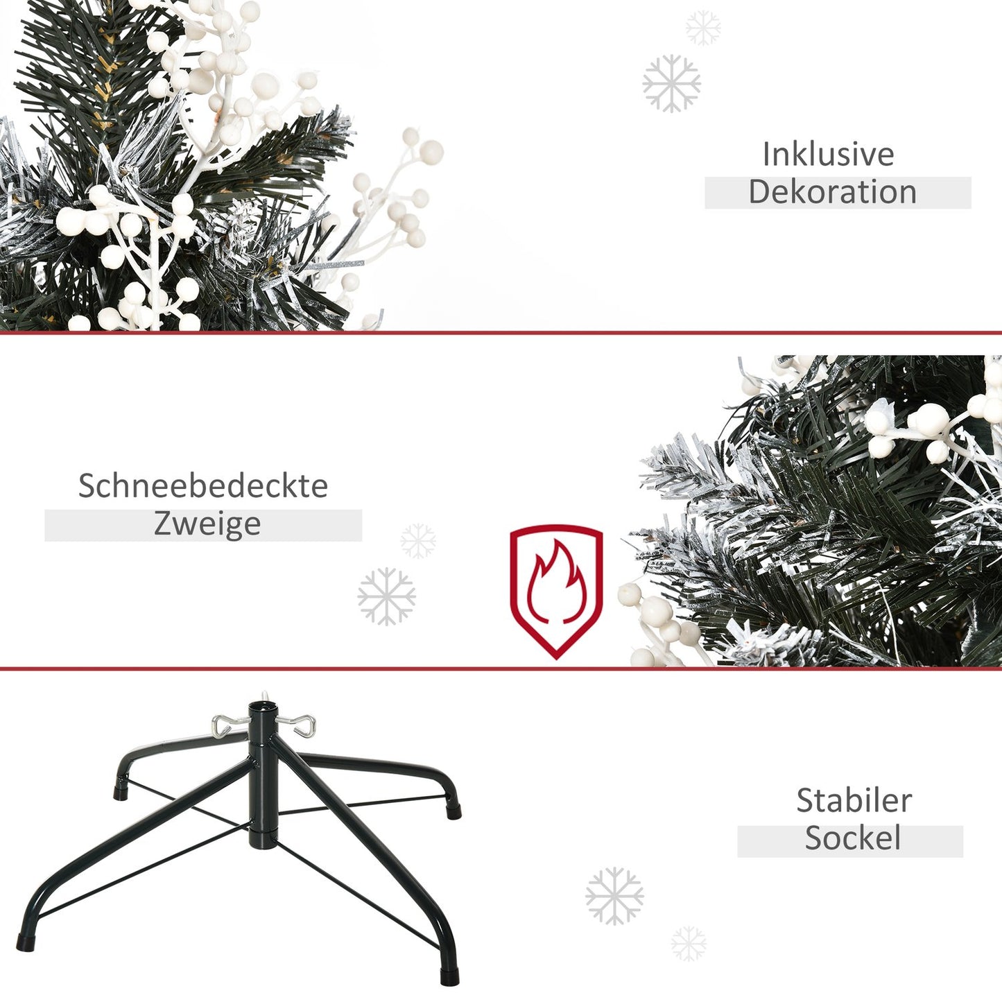 Artificial Christmas tree, dipped in snow, 1.2 m, 222 branches